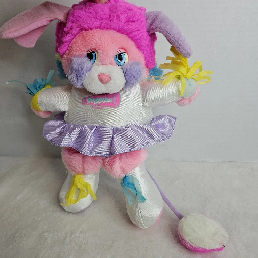 Vintage Popples Cheerleader Pom Pom Pompoms Party 1980s Plush Pink Rare